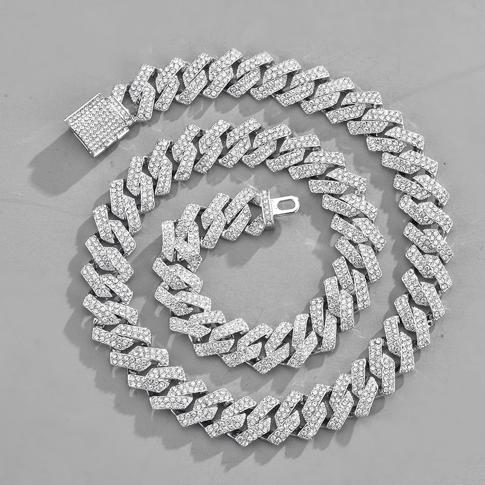 Iced Out Cuban Chain Set