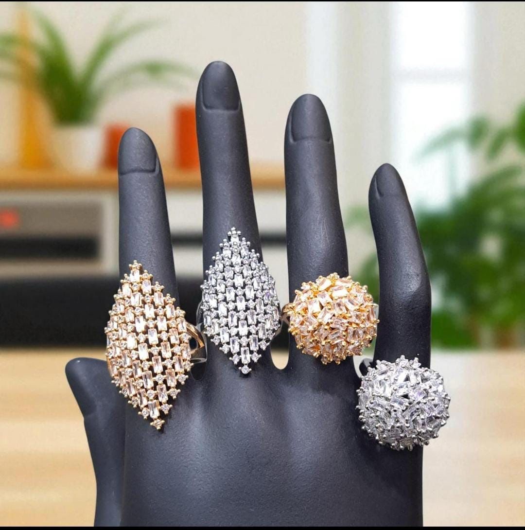 China Gold Zircon Adjustable Ring