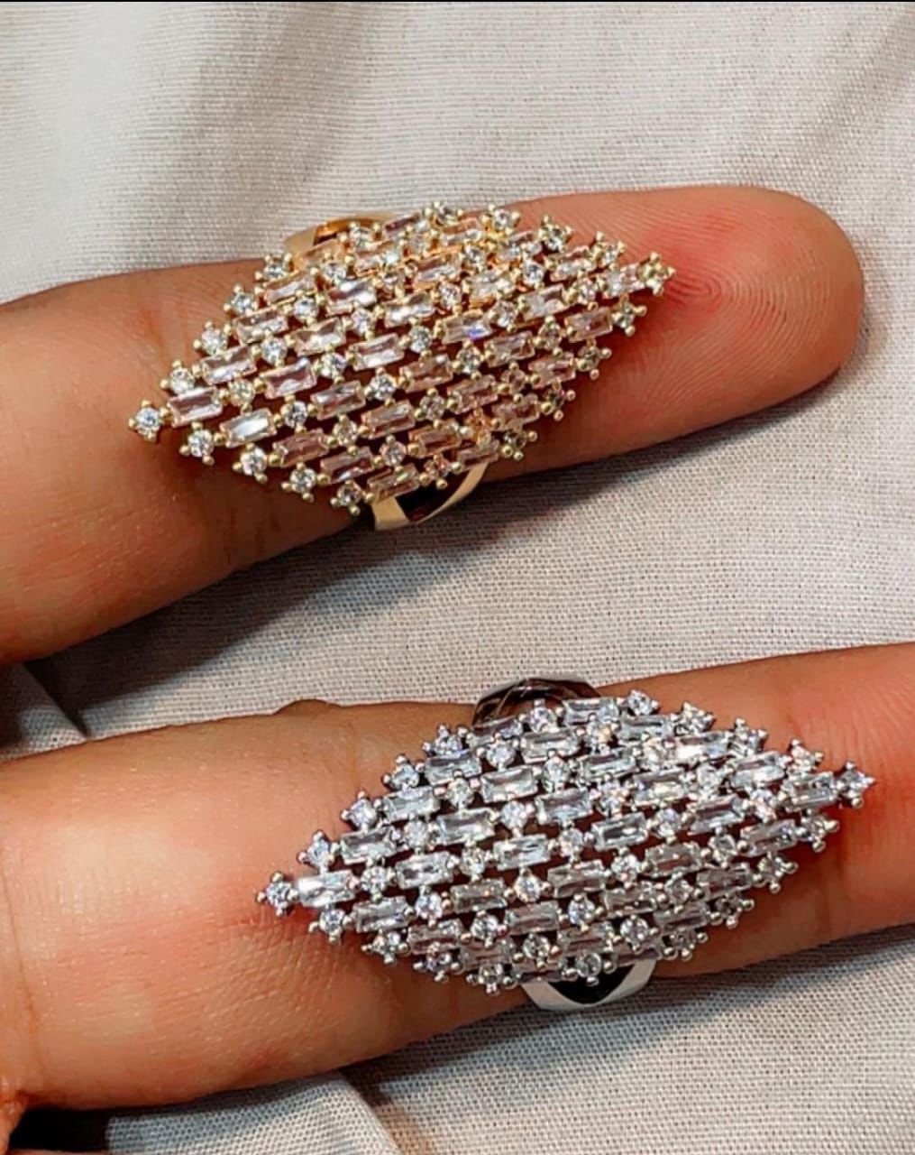 China Gold Zircon Adjustable Ring