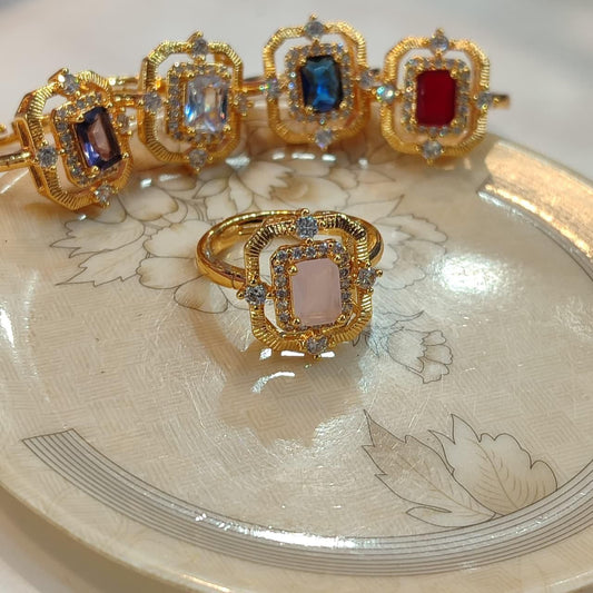 Square Gold Rings (trio)-stylish rings Pakistan