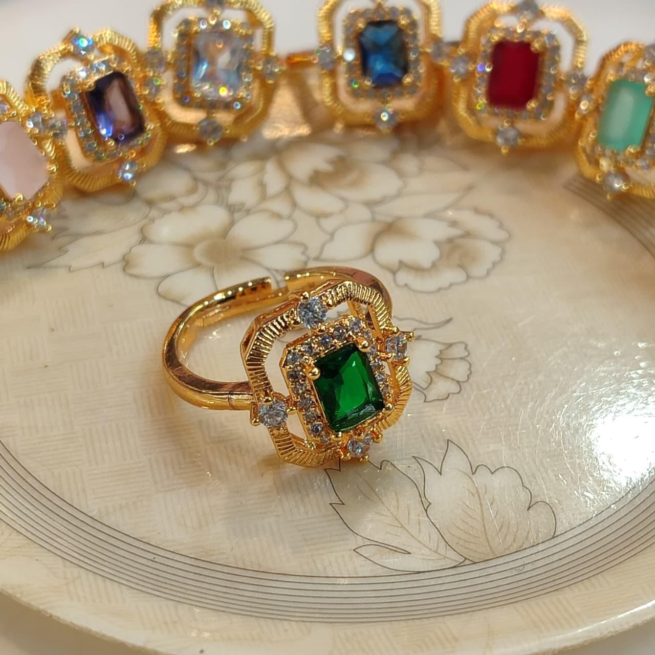 Square Gold Rings (trio)-stylish rings Pakistan