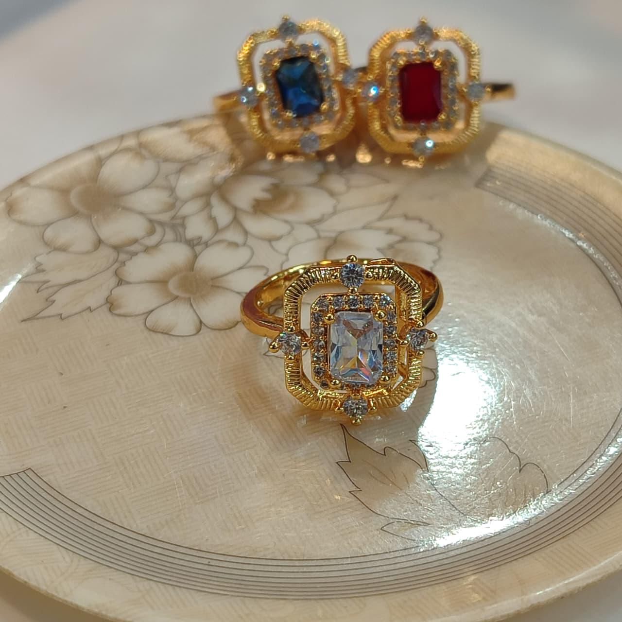 Square Gold Rings (trio)-stylish rings Pakistan