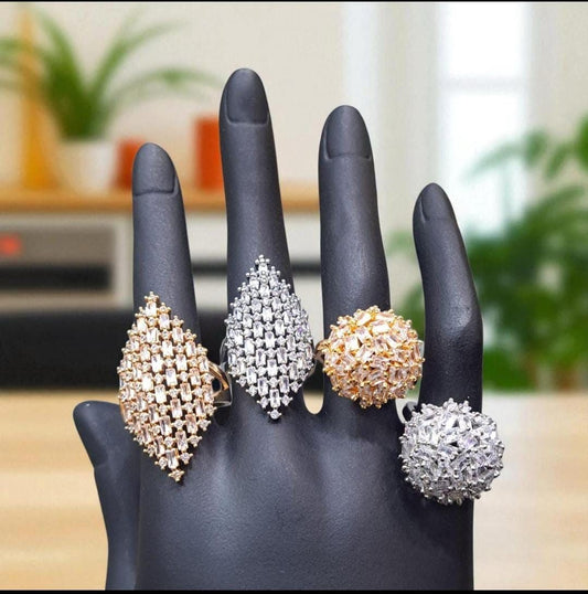 China Gold Zircon Adjustable Ring