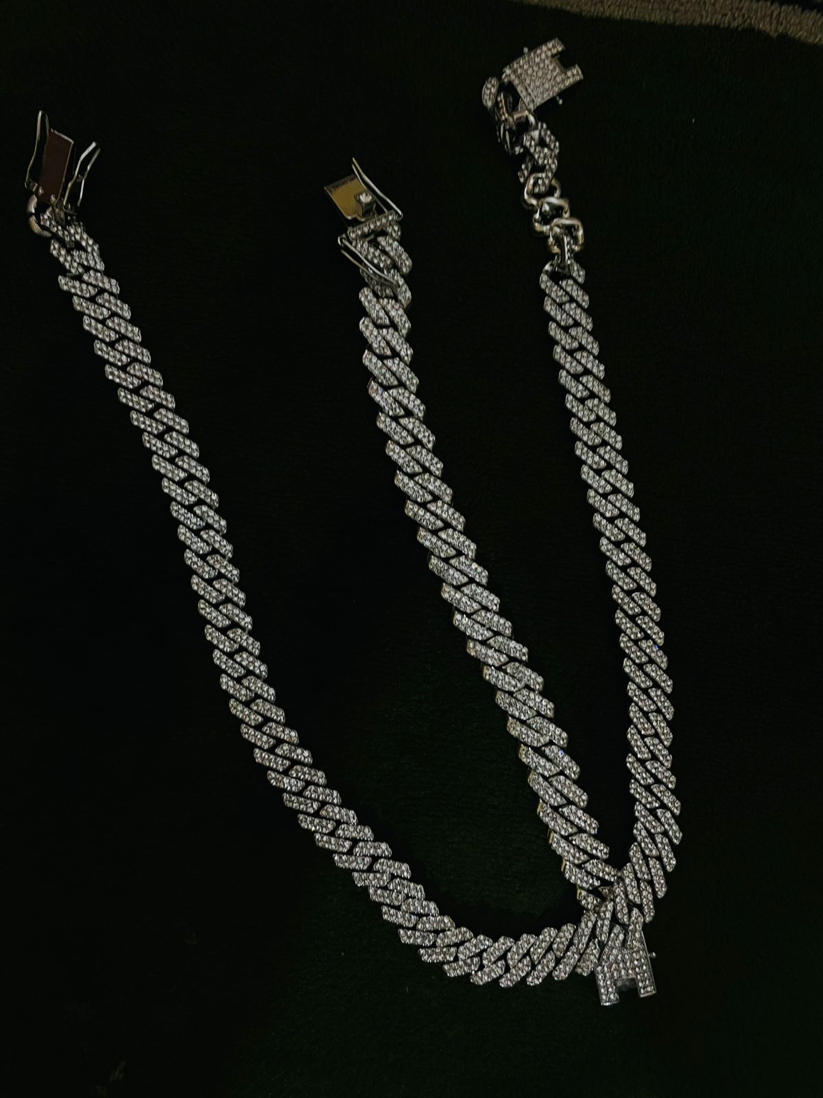 Iced Out Cuban Chain Set